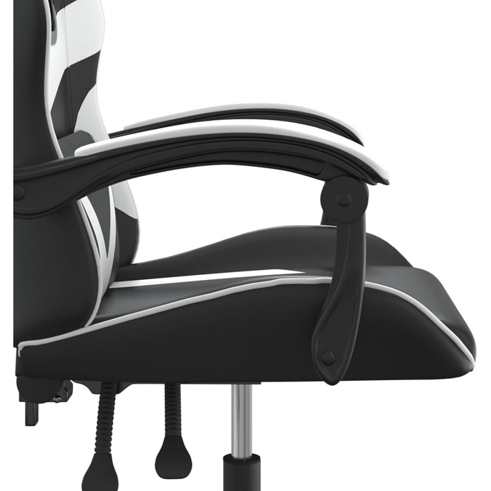 Поворотне ігрове крісло, чорно-біле, штучна шкіра, модель 349548