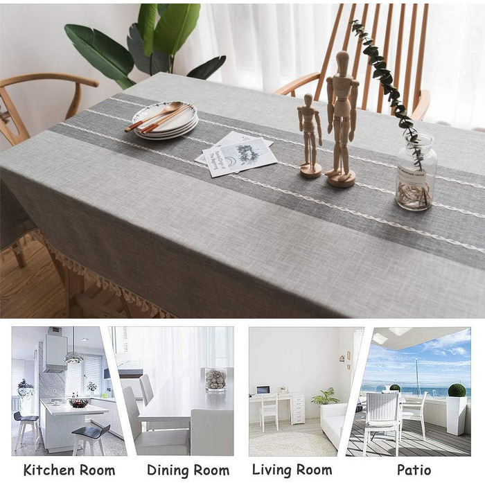 Проста Сучасна Смугаста Скатертина Китиця Скатертина Бавовняна Білизна Елегантна Скатертина Миється Кухонна Накидка на Стіл для Об