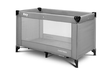Дитяче ліжечко-транспортне - Ліжечко Key - з матрацом 120x60 см - Складане дитяче ліжечко-транспортне - Міцні ніжки - Сумка для перенесення дитячого ліжечка - Для дітей вагою до 15 кг - 64x125x74 см - Сірий