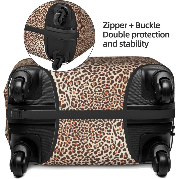 Чохол для валізи Леопардовий принт, міцний захист для багажу, підходить для валіз розміром 45.7 - 81.3 см, розмір XL, Чорний, X-Large