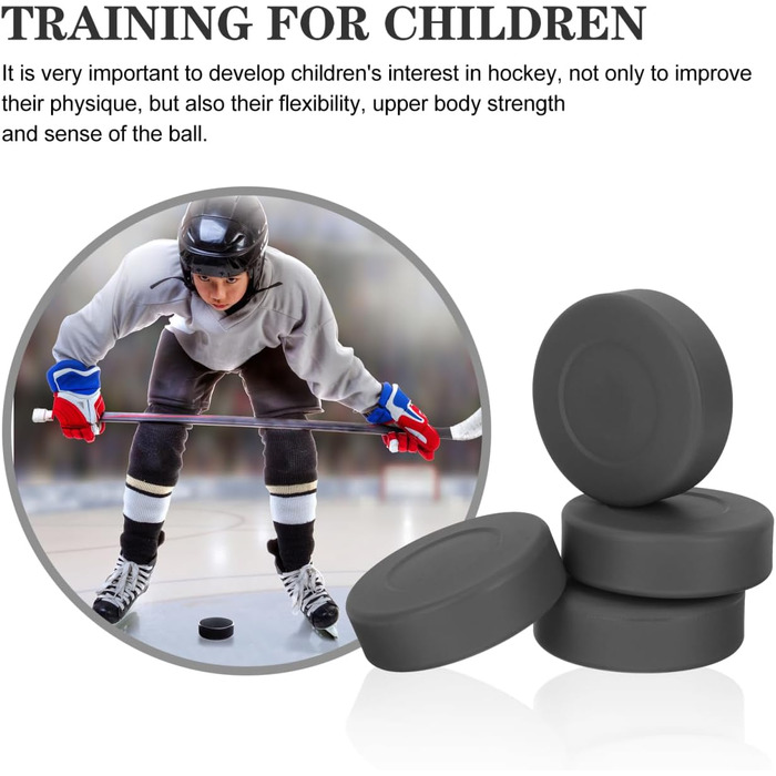 Хокейні шайби VANZACK, роликові хокейні шайби, вуличні хокейні шайби, тренувальні шайби для гри, гумові тренувальні шайби для дітей та дорослих, 4 шт. и, 7x7 см, чорні
