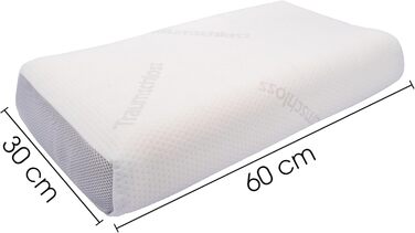 Підтримуюча подушка для шиї Traumschloss Comfort - регульована по висоті, подушка для зняття тиску з в&39язкопружним пінопластовим ядром (RG50) та дихаючим, стійким подвійним в&39язаним чохлом - 30x60 см, 10 см