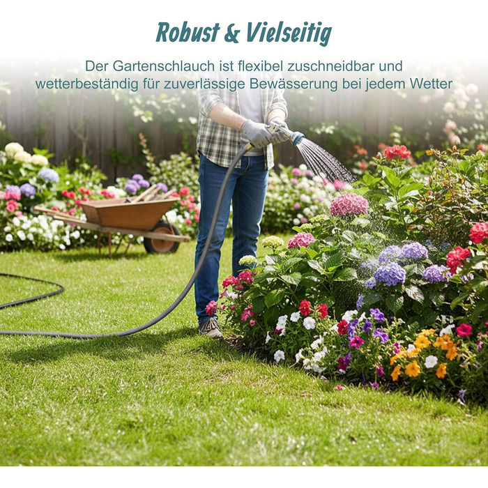 Шланг садовий Relaxdays, на вибір довжини, універсальний водопровідний шланг 1/2, стійкий до УФ-випромінювання та погодних умов, PP, сірий, 50 м