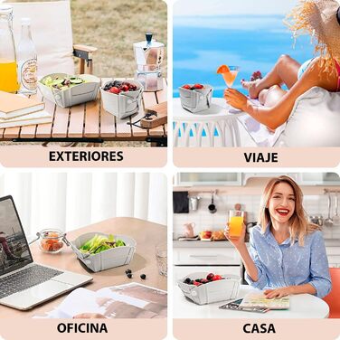 Складана силіконова миска та тарілка з 3 положеннями - Ідеально підходить для кемпінгу, пляжних та гірських походів - Герметична та універсальна, упаковка з 2 шт. (чорна)