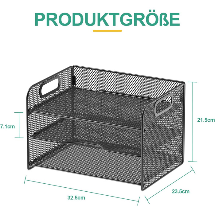 Рівневий органайзер для столу OUTWOLF, сітчастий органайзер для паперу з ручкою, органайзер для лотка для паперу, органайзер для файлів формату A4, паперу, книг, журналів, чорний, 3-