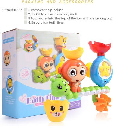 Іграшки для ванни HellDoler, іграшки для ванни Водоспад Водна станція зі складеною чашкою Фонтан Іграшки для душа для дітей