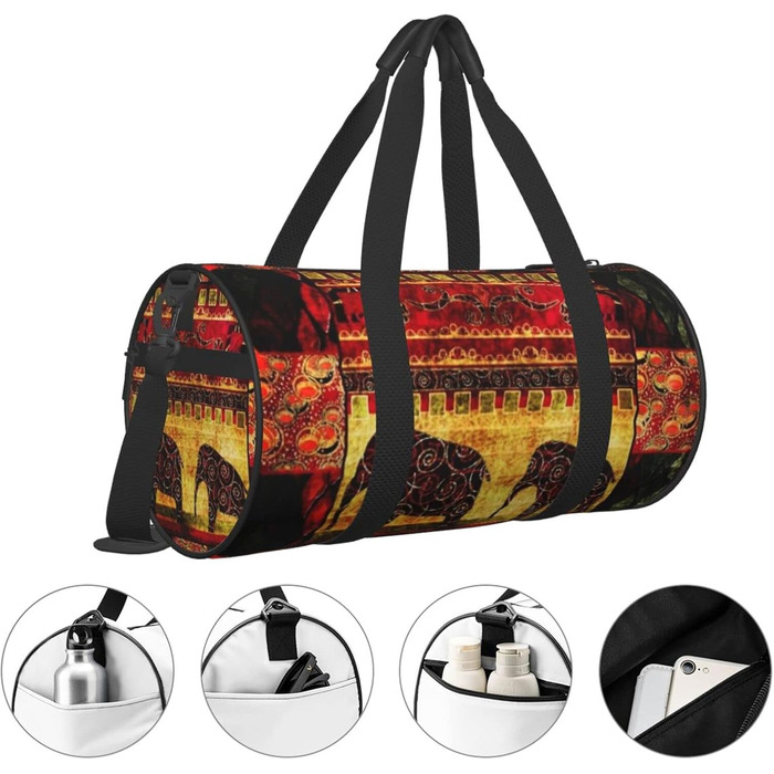 Дорожня сумка-циліндр з африканським слоном, спортивна сумка-печворк для чоловіків та жінок, сумка-мішок, спортивна сумка