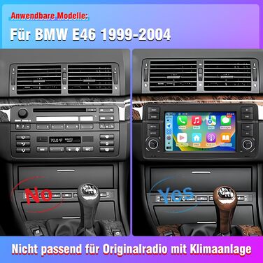 Автомагнітола для BMW E46 1999 2000 2001 2002 2003 2004, Android 12 2G32G радіо з GPS-навігацією CarPlay Android Auto Bluetooth WLAN USB керування на кермі, 7-дюймовий сенсорний екран