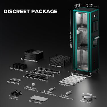 Підставка для рослин MARS HYDRO 2025 з лампами для вирощування, 4-рівнева полиця для рослин з 6 світлодіодними лампами повного спектру (54 Вт, 12 дюймів) та міні-теплиця для вирощування овочів, розсади, рослин, 5000K, 16x12x47 дюймів, розмір - 4030120 см