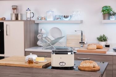 Тостер Russell Hobbs на 2 скибочки ретро з нержавіючої сталі кремовий (дисплей зворотного відліку в ретро-дизайні, в т.ч. решітка