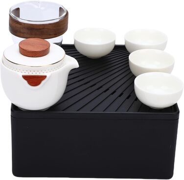 Набір для чаювання Кунг-Фу, портативний керамічний чайник з 4 міні-чашками, ідеальний для кемпінгу та подорожей