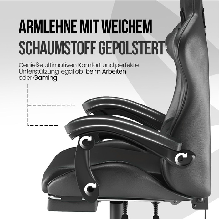 Ігрове крісло Avalo - Ергономічне офісне крісло, регульоване - Ігрове крісло - Чорне