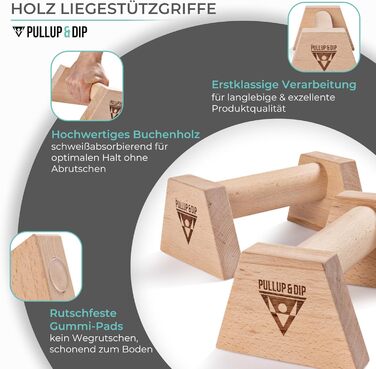 Дерев&39яні ручки для віджимань PULLUP & DIP, включаючи бандажі для зап&39ястя ергономічні ручки для стійки на руках, нековзні перекладини для віджимань, калістеніки, фітнесу та тренування верхньої частини тіла