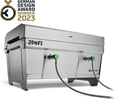 Складаний газовий гриль BURNHARD JONES з нержавіючої сталі з кришкою, 2 конфорки, 6,4 кВт, включаючи сумку для перенесення з функцією рюкзака та мультиінструмент, складаний гриль ідеально підходить для кемпінгу, складаний гриль JONES з 2 конфорками