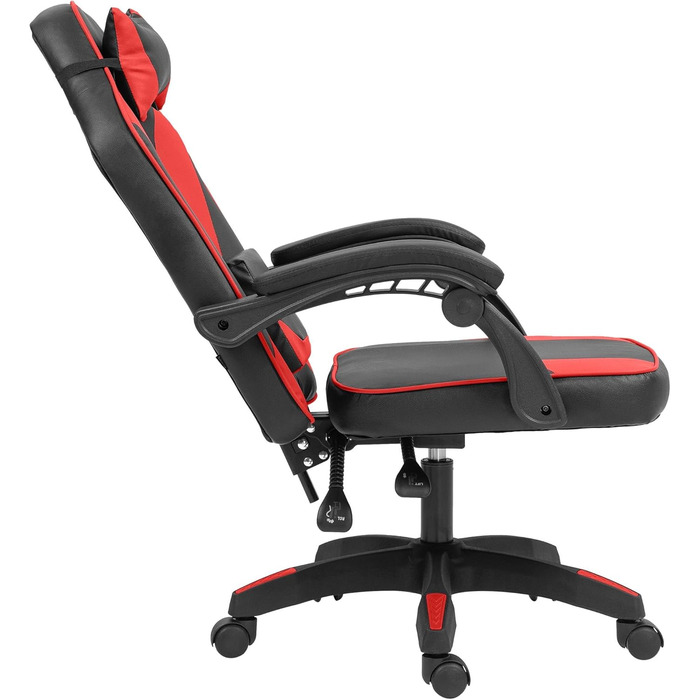 Офісне крісло CLP Orkney Ергономічне ігрове крісло з оббивкою зі штучної шкіри Робоче крісло з регульованою спинкою та підголівником, колір чорний/червоний