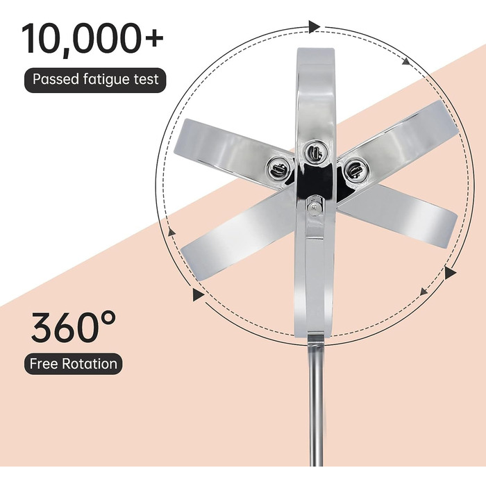 Косметичне дзеркало зі світлодіодним підсвічуванням з 1/10 збільшенням, дзеркало для макіяжу з 3 кольорами світла та сенсорним перемикачем, двостороннє настільне дзеркало зі світлодіодним підсвічуванням, хромоване настільне дзеркало, що обертається на 360