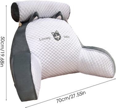 Подушка для читання для ліжка Подушка для спини для сидіння в ліжку Подушка для читання Ice Silk Подушка для спини з підлокітниками Подушка для читання для дорослих у ліжку Подушка для читання для ліжка та дивана 50x70 см Heiser