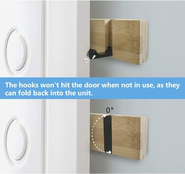 Гачки для пальто настінні сучасні, вішалка дерев'яна складна вішалка бамбукова з 5 рухомими гачками для курток, пальто, шарфів, су