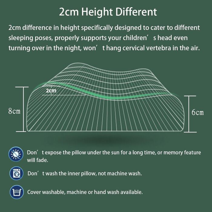 Дитяча подушка FMS з піною пам'яті 3-12 років Подушка для дітей Ортопедична подушка з піною пам'яті Подушка з піною пам'яті з наво
