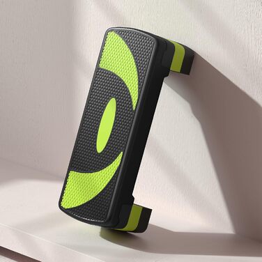 Фітнес-степер HOMCOM з регульованою висотою та протиковзкою поверхнею, 3 рівні (10/15/20 см), нековзна степ-лава для дому, тренажерного залу, офісу, пластик, чорнийзелений