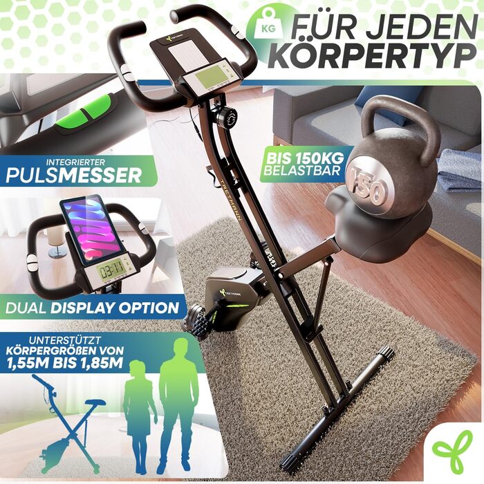 Велотренажер Tretmann Home Trainer Bicycle, складаний, з м’яким сидінням RelaxFoam, магнітний опір до 150 кг, для домашніх тренувань