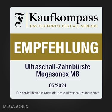 Набір ультразвукових зубних щіток MEGASONEX M8 - з 2 рівнями вібрації - додатково включаючи 4 м'які насадки для щітки