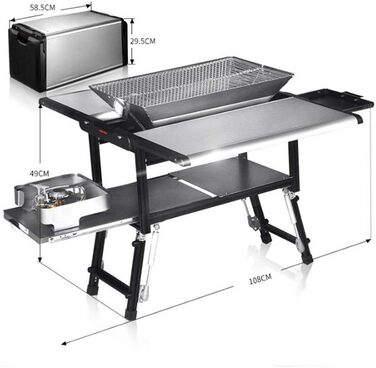 Гриль-барбекю Побутовий вугільний складаний гриль-стійка, алюмінієво-магнієвий сплав Багатофункціональні інструменти для гриля на