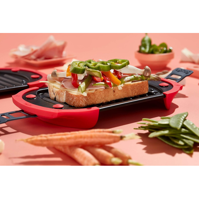 Гриль для мікрохвильової печі Lku, гриль для мікрохвильової печі, сталевий, червоний і чорний, стандарт 25,2 x 14,8 см