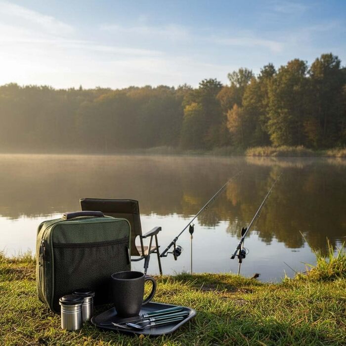 Набір посуду для кемпінгу на 1 особу, набір рибальського приладдя, набір столових приборів з футляром для перенесення, контейнер з нержавіючої сталі для виживання на природі, чашка, ніж, виделка, ложка, тарілка