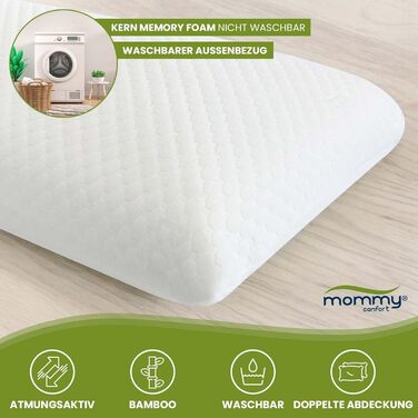 Подушка з піни з ефектом пам&39яті 60 см преміум-класу два рівні жорсткості біла сторона м&39яка сіра сторона середня внутрішній чохол чохол на блискавці, який можна прати. Жорсткість середня та м&39яка.