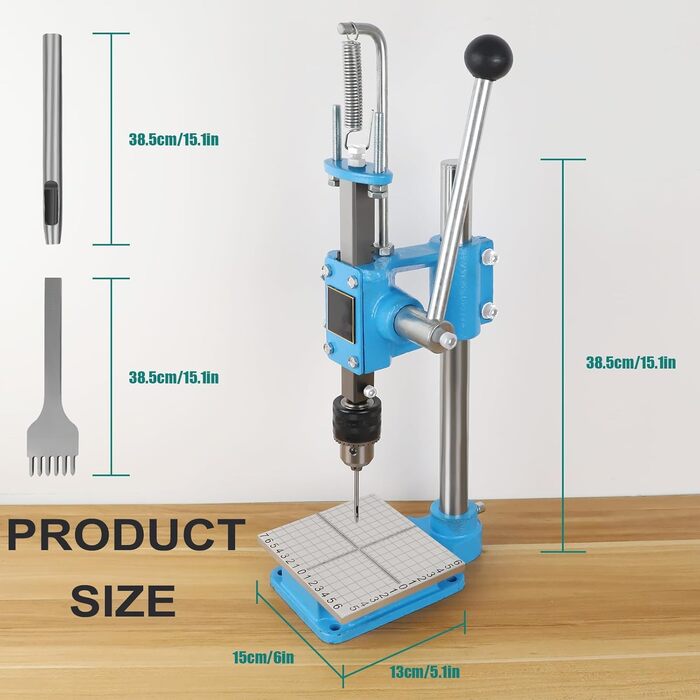 Ручна машина для штампування шкіри, машина для пресування шкіри з патроном, шкалою, 18 інструментами, регульований шкіряний прес, ручна штампувальна машина для шкіряного ремесла зроби сам, пресування прес-форм