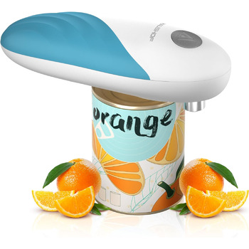 Електричний консервний нож HAUSHOF, відкривачка для банок одним дотиком, автоматичне обертання на 360 і автоматична зупинка, кухонні гаджети для шеф-кухарів, літніх, дітей та травмованих, з 4 батарейками типу АА, синій