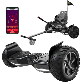 Гіроскутер RCB SUV з сидінням – позашляховий 8,5" Hummer Hoverkart Go Kart з Bluetooth та додатком, самобалансуючий для дітей, чорний