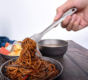 Набір титанових ножів, виделок, ложок та відкривачок для пляшок iBasingo, легкі столові прибори для використання на відкритому повітрі, набір столових приборів для кемпінгу, багаторазовий посуд, міцний, стійкий до іржі, портативний дорожній посуд Ti1066T