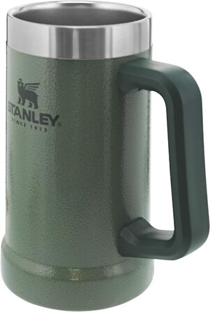 Термокухоль Stanley Adventure Vacuum Stein 709 мл з ручкою зберігає пиво холодним протягом 7 годин - Термокухоль у вінтажному стилі - Можна мити в посудомийній машині - Зелений колір Hammertone