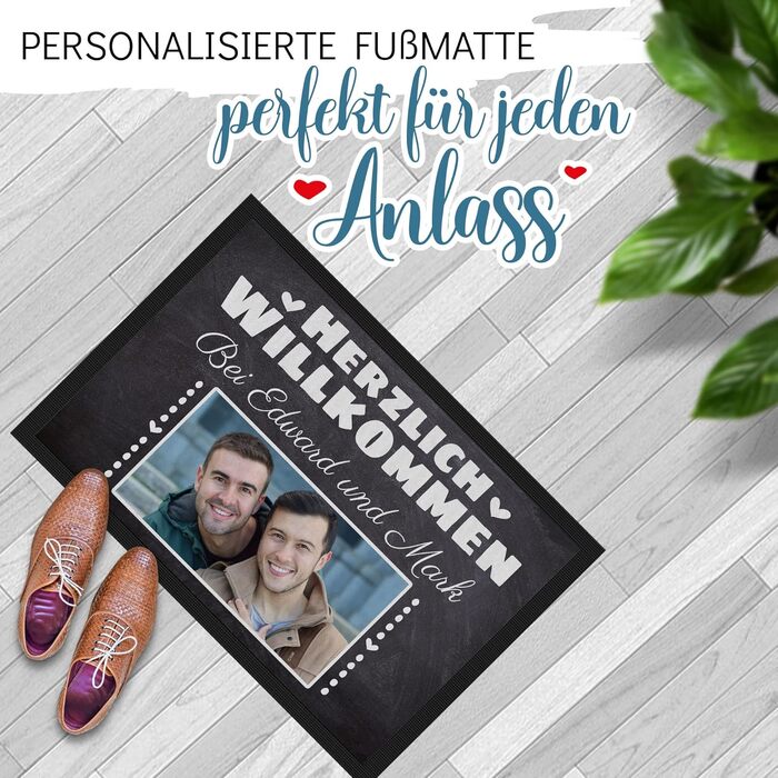 Персоналізований килимок для дверей з іменем та зображенням &quotКоролівський&quot - Ласкаво просимо - Подарунки на новосілля Нековзний, 60x40 см з гумовим краєм