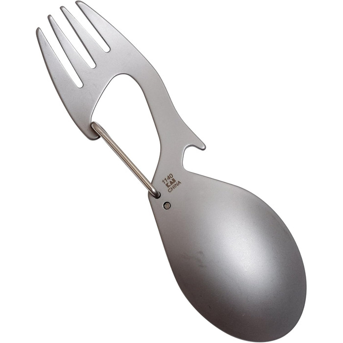 Мультитул Kershaw Ration з нержавіючої сталі, ложка, виделка, карабін та відкривачка для пляшок, звичайна довжина та XL звичайна - 4,6 дюйма, сріблястий