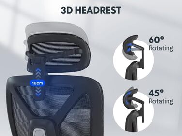 Ергономічне офісне крісло FLEXISPOT, стілець для роботи, 3D підлокітники, 3D підголівник, 5D регульована спинка, дихаюче сидіння, вантажопідйомність до 136 кг, ErgoX, темно-сірий, сірий Lite