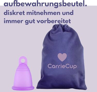 Середня, Зроблено в Німеччині в т.ч. мішечок - без BPA, альтернатива тампонам і прокладкам, без силікону, Менструальна чаша Purple M - 28 мл - Фіолетова