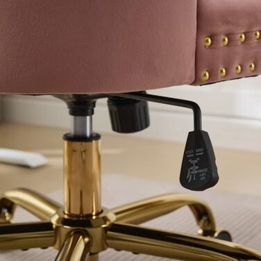 М&39яке рожеве офісне крісло з велюровою оббивкою Офісне крісло з регульованою висотою у вінтажному дизайні, золотими акцентами та основою кольору рожевого золота, для жіночних робочих місць та туалетних столиків