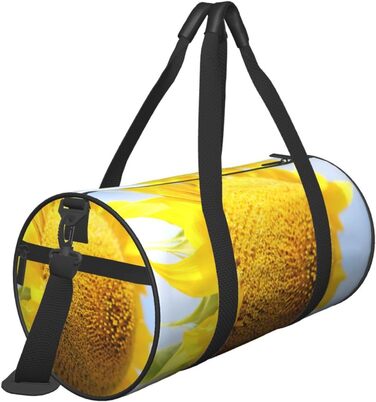Спортивна сумка, дорожня сумка, жовта сумка з принтом соняшників, сумка для подорожей, чорна, універсальний розмір