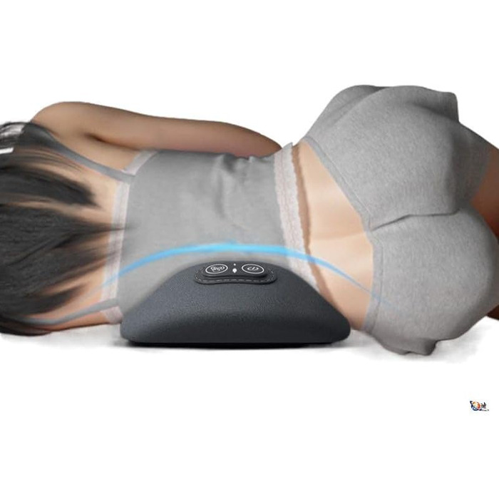Масажер для спини Dr. Vitalex 3-в-1 OrthoFlex Pro, електрична подушка для поперекової підтримки з підігрівом та вібрацією, масажер для попереку та хребта, темно-сірий, 59*23*8 см