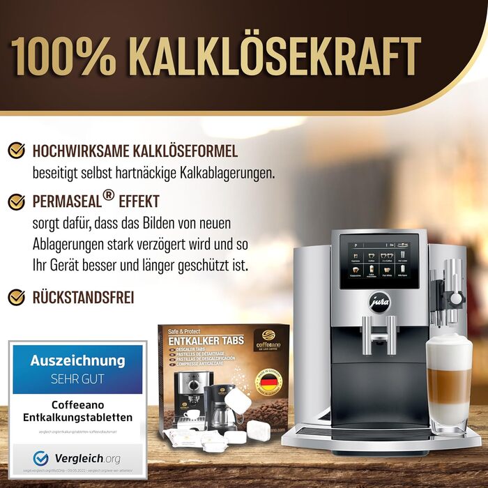 Таблетки для видалення накипу Coffeeano 50 для кавомашин та автоматичних кавоварок. Таблетки для декальцинації Delonghi, Siemens (серія EQ), Jura, Krups, Bosch, Miele, Melitta, WMF та інших. 50 таблеток