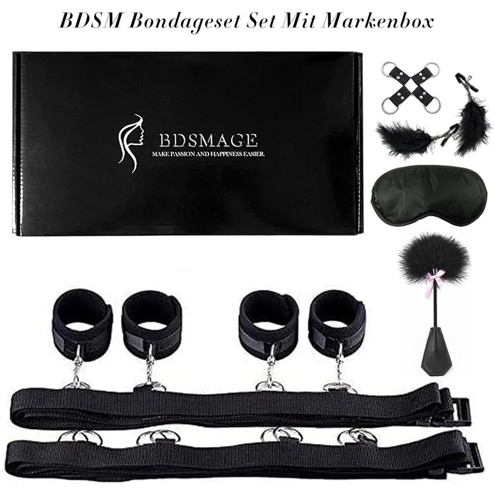 БДСМ набір із 7 предметів, набори ліжок SM, хлист із піря та маска для очей, кайдани, наручники, манжети на щиколотках, піря, затискачі для сосків, фетиш-секс-іграшка, екстремальний бондаж-набір для кріплення до ліжка для пар