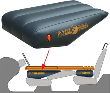 Надувний матрац для автомобіля - Ліжко на передньому сидінні автомобіля, Надувна подушка для автомобіля Надувна передня подушка для автомобільного матраца, Водонепроникний товстий надувний матрац з ПВХ, Герметичний P12-Чорний