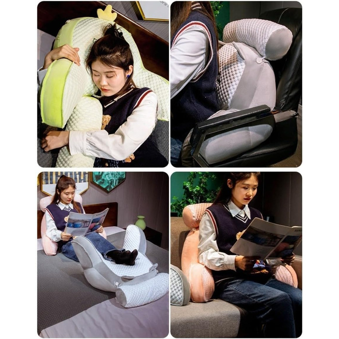 Подушка для читання, 60 x 40 см, м&39яка плюшева подушка для спини, ліжко, мила подушка для читання з тваринами для дітей та дорослих, багатофункціональна подушка для спинки дивана, для ігор, перегляду телевізора, розслаблюючий стиль 1