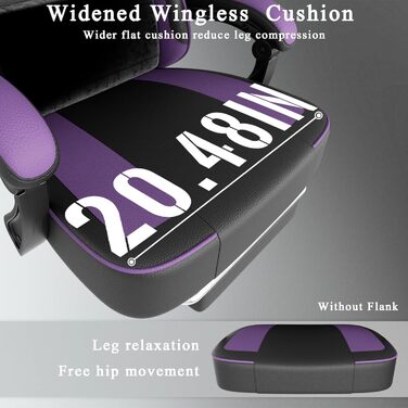 Ігрове крісло Cavabien з пружинною амортизацією Pocket Spring та підставкою для ніг, ергономічне комп&39ютерне крісло для дорослих, дихаюче ігрове крісло зі штучної шкіри (фіолетове)