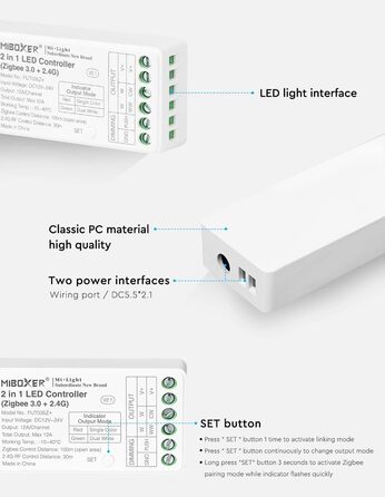 Диммер Milight Miboxer Zigbee3.0, одноколірний контролер світлодіодної стрічки, 12 В/24 В, сумісний із додатком Zigbee Storeo Echo / голосовим керуванням, (FUT035z)