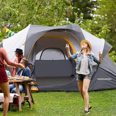 Намет кемпінговий квадратний 6-місний HG Hikergarten – 4-сезонний, водостійкість 1000 мм, стійкий до вітру, сірий