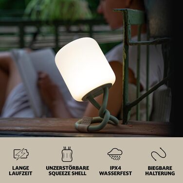 Лампа для кемпінгу I Гнучка вулична лампа для підвішування, встановлення та монтажу I Світильник для кемпінгу з регульованою яскравістю I Акумуляторна I Балконна лампа, кемпінгова лампа, настільна лампа, прямокутна, кольору мохово-зеленого